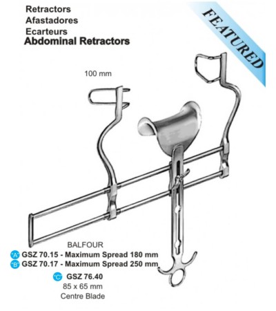 Balfour Abdominal Retractor, 180mm Spread Max.