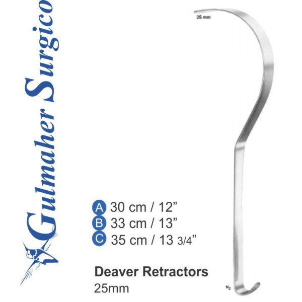 Deaver Retractor with Fiber Optic Light Guide Option 32cm
