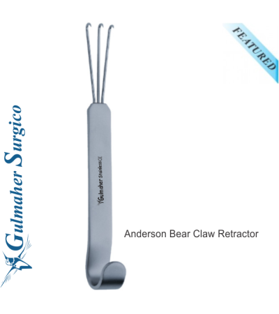 Anderson Bear Claw Retractor Sharp Solid Handle.