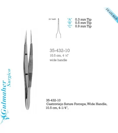 Castroviejo Suture Forceps 10.5 cm, 4.25" Castroviejo Suture Forceps 10.5 cm, 4.25"