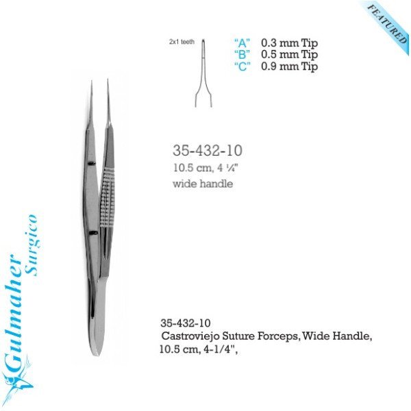 Castroviejo Suture Forceps 10.5cm, 4.25" Castroviejo Suture Forceps 10.5cm, 4.25"