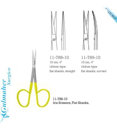 Iris Scissors, Flat Shanks 10Cm - 4"