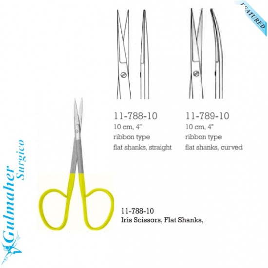 Iris Scissors, Flat Shanks 10Cm - 4"