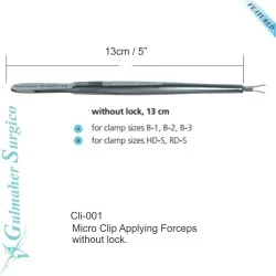 Clip applying forceps without lock for micro vascular clamp.