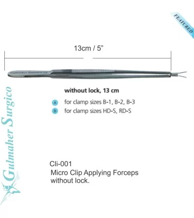 Clip applying forceps without lock for micro vascular clamp. Clip applying forceps without lock for micro vascular clamp.