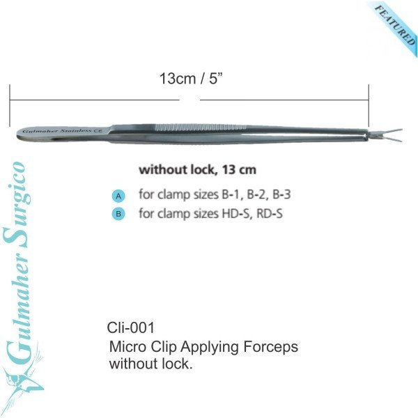 Clip applying forceps without lock for micro vascular clamp Clip applying forceps without lock for micro vascular clamp