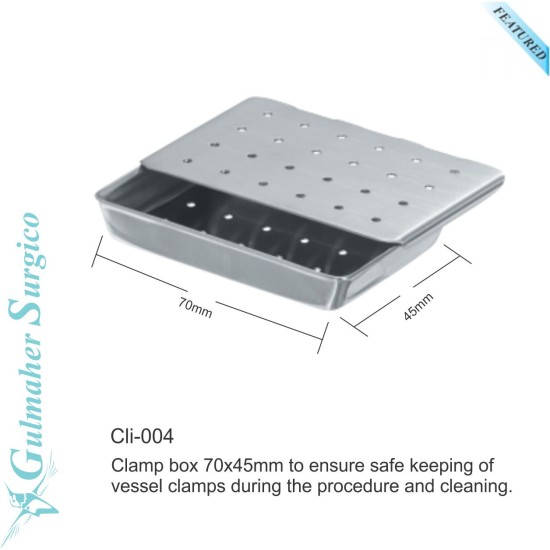 Box for micro vascular and clinical clamp.