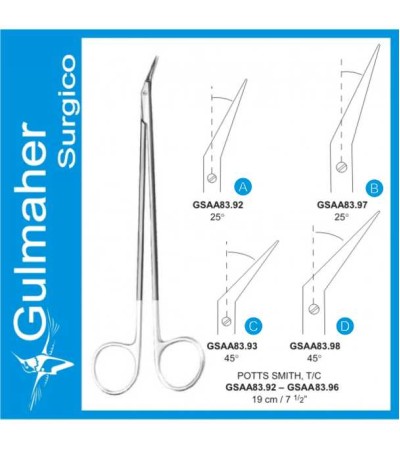 Potts Smith Vascular Scissors, *TC * 19cm, Angled.