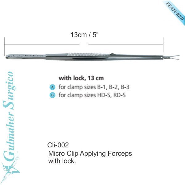 Clip applying forceps with lock for micro vascular clamp