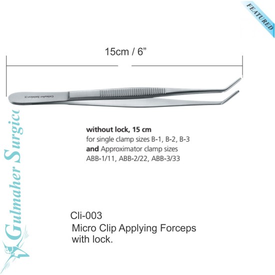 Clip Applying Forceps without Lock - Micro Vascular Clamp