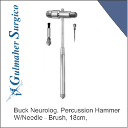 Buck Neurolog. Percussion Hammer W/Needle - Brush, 18cm, Buck Neurolog. Percussion Hammer W/Needle - Brush, 18cm,
