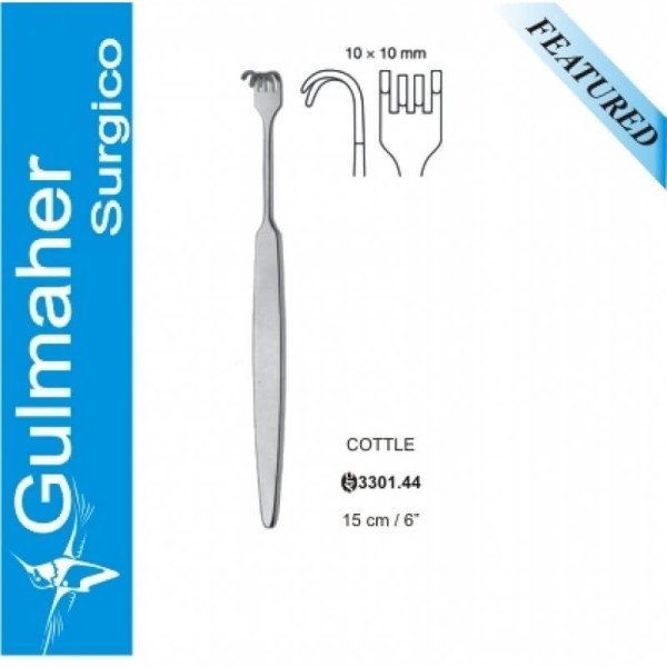 Cottle Retractor, 15cm, 4 Prongs, Blunt, 10x10mm