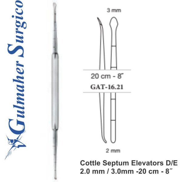 Cottle Septum Elevators D/E 2.0mm and 3.0mm -20cm - 8˝ Cottle Septum Elevators D/E 2.0mm and 3.0mm -20cm - 8˝