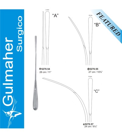 Endoscopic facelift elevator, Straight, 28cm, 8mm