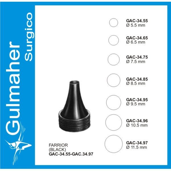 Farrior Black Ear Specula, 5.5mm Diameter