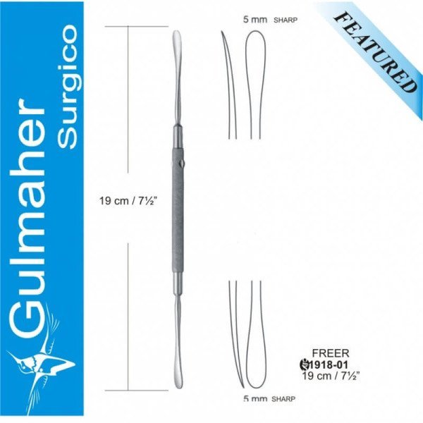 Freer Elevator, 19cm, 5mm, Double Ended, Sharp / Sharp