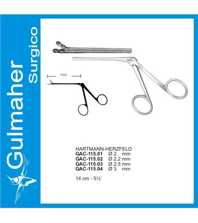 Hartmann-Herzfeld Ear Forceps, 2mm Cups, 80mm Shaft.