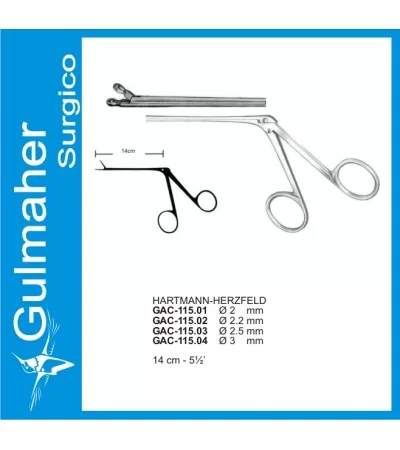 Hartmann-Herzfeld Ear Forceps, 2mm Cups, 80mm Shaft. Hartmann-Herzfeld Ear Forceps, 2mm Cups, 80mm Shaft.
