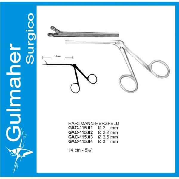 Hartmann-Herzfeld Ear Forceps, 2mm Cups, 80mm Shaft