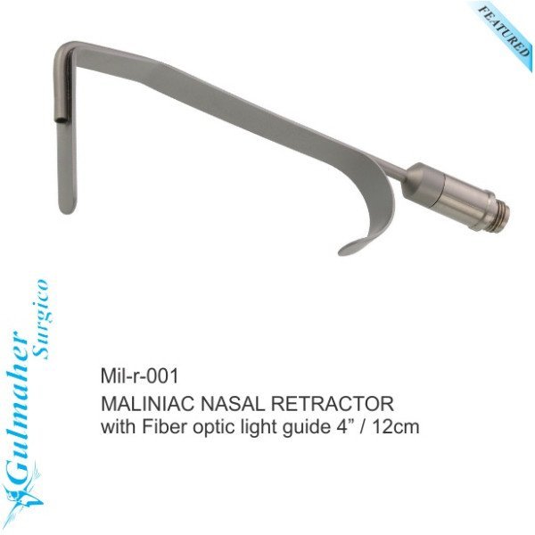 Maliniac Nasal Retractor, 4” / 12cm with Fiber Optic Option