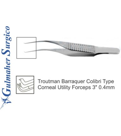 Troutman Barraquer Colibri Forceps 3″ 0.4mm