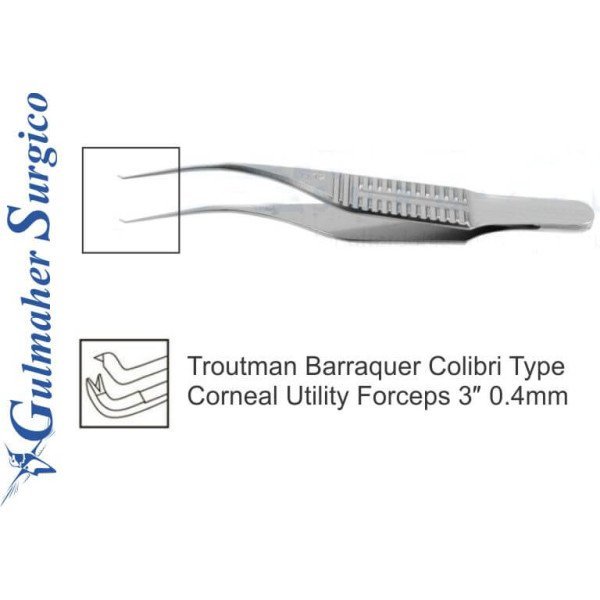 Troutman Barraquer Colibri Forceps 3″ 0.4mm