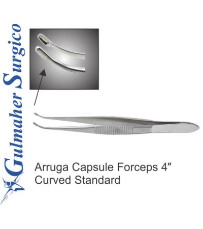 Arruga Capsule Forceps 4″ Curved Standard