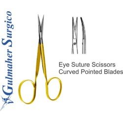 Eye Suture Scissors Curved Pointed Blades 10Cm - 4" Eye Suture Scissors Curved Pointed Blades 10Cm - 4"