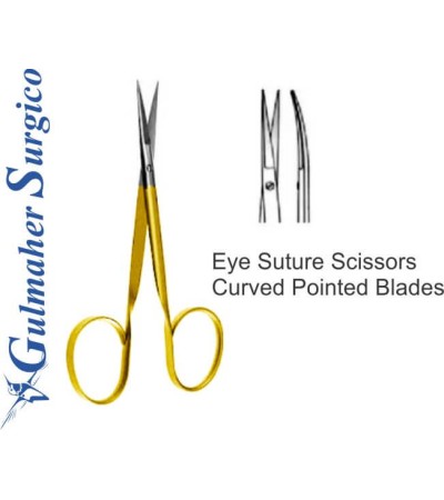 Eye Suture Scissors Curved Pointed Blades 10Cm - 4"