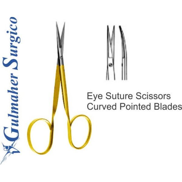 Eye Suture Scissors Curved Pointed Blades 10cm - 4"