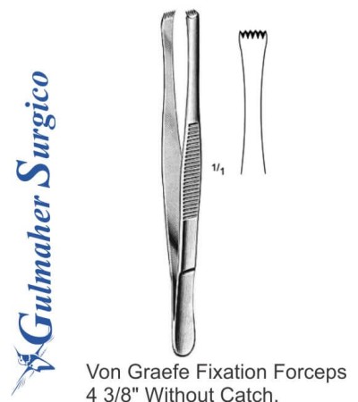 Von Graefe Fixation Forceps 4-3/8″ Without Catch