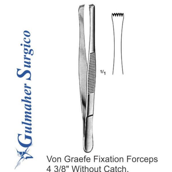 Von Graefe Fixation Forceps 4-3/8″ Without Catch