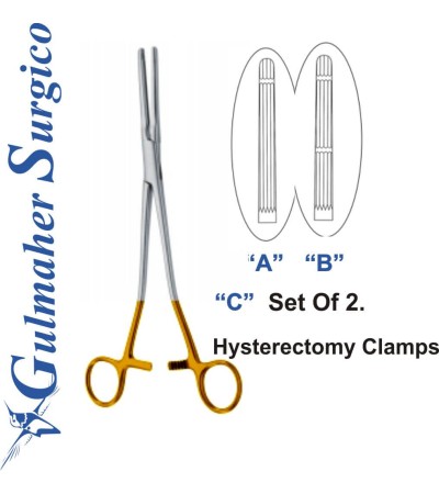 Hysterectomy Clamp Grooved Jaws 21cm