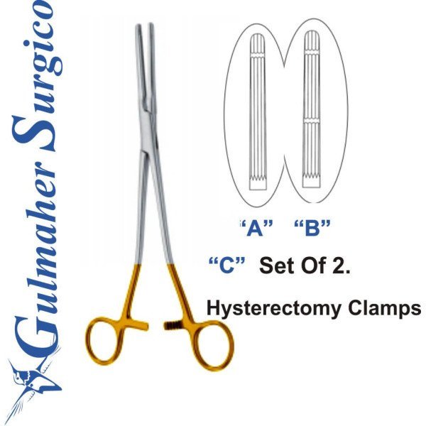 Hysterectomy Clamp Grooved Jaws 21cm