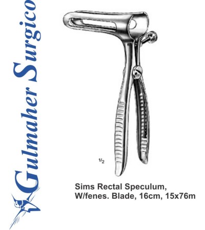 Sims Rectal Speculum W/fenes. Blade, 16cm, 15x76m