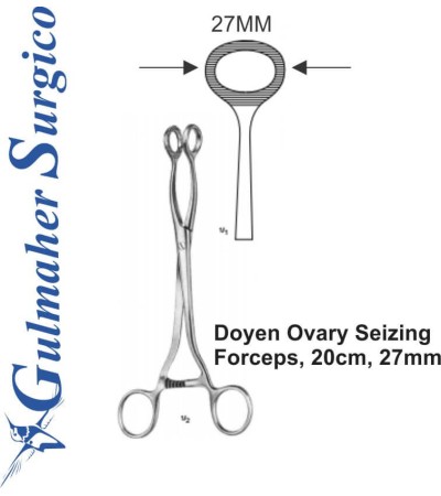 Doyen Ovary Seizing  Forceps, 20cm, 27mm Jaw