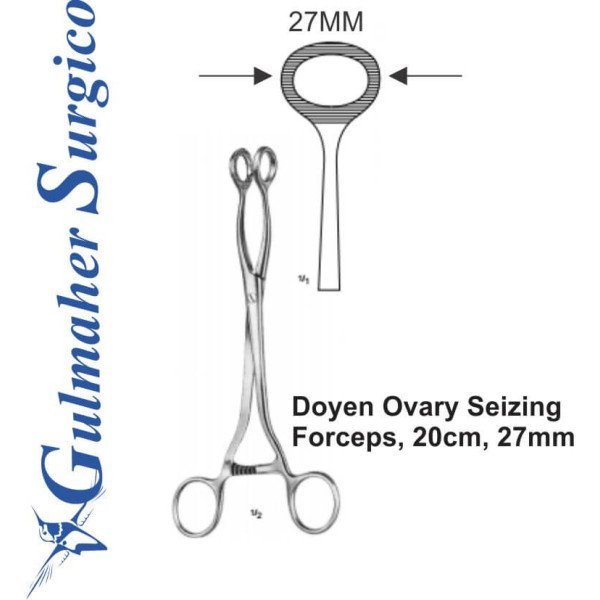 Doyen Ovary Seizing Forceps, 20cm, 27mm Jaw