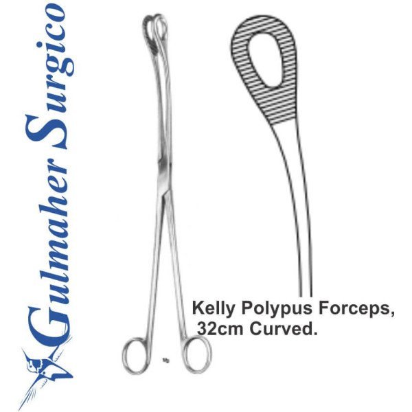 Kelly Polypus Forceps, 32cm Curved Kelly Polypus Forceps, 32cm Curved