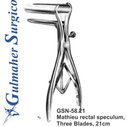 Mathieu rectal speculum, Three Blades, 21cm
