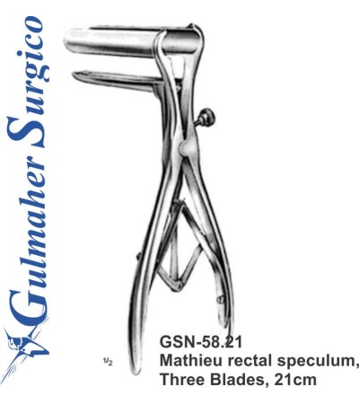 Mathieu rectal speculum, Three Blades, 21cm