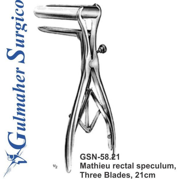 Mathieu rectal speculum, Three Blades, 21cm