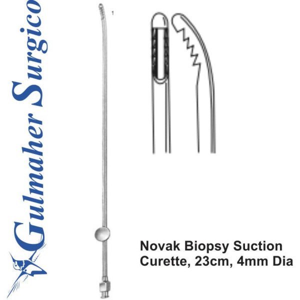 Novak Biopsy Suction Curette, 23cm, 4mm Dia Novak Biopsy Suction Curette, 23cm, 4mm Dia