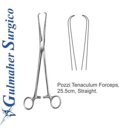 Pozzi Tenaculum Forceps, 25.5cm, Straight.