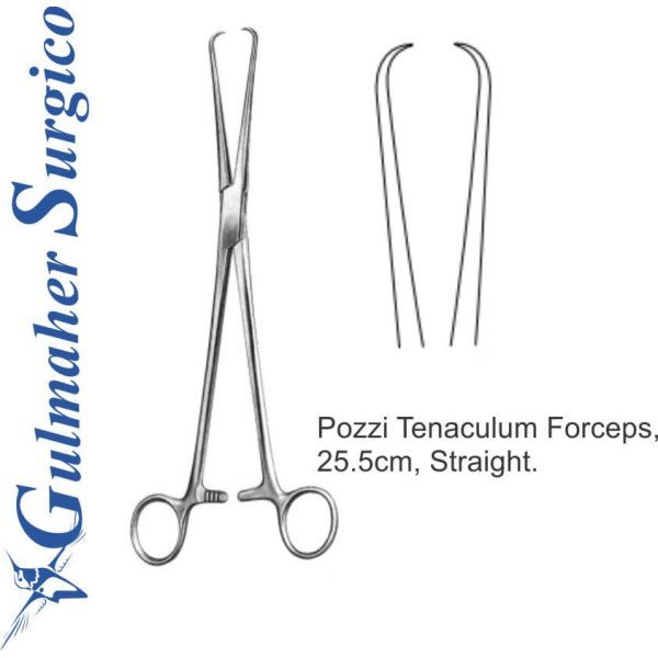 Pozzi Tenaculum Forceps, 25.5cm, Straight