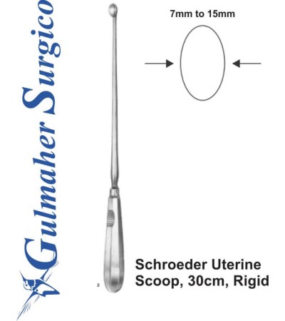 Schroeder Uterine Scoop, 30cm, Rigid 7mm-15mm