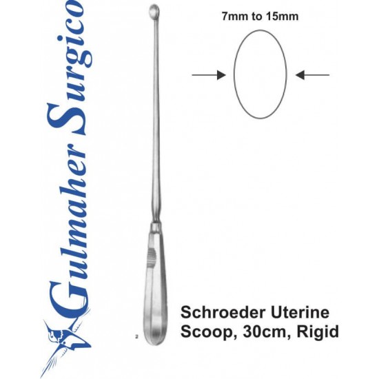 Schroeder Uterine Scoop, 30cm, Rigid 7mm-15mm