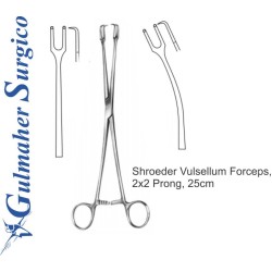 Shroeder Vulsellum Forceps,  2x2 Prong, 25cm