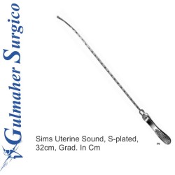 Sims Uterine Sound, S-plated,  32cm, Grad. In Cm