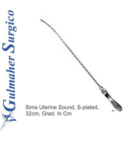 Sims Uterine Sound, S-plated,  32cm, Grad. In Cm