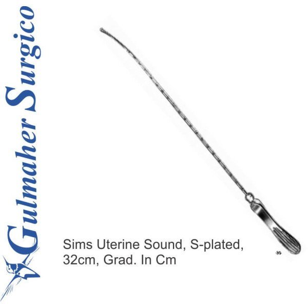 Sims Uterine Sound, S-plated, 32cm, Grad. In Cm